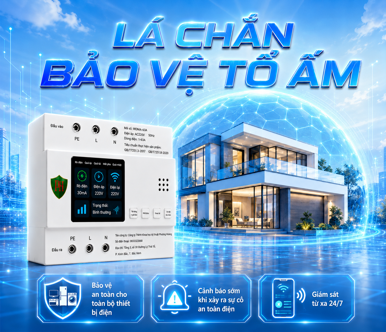 Sơ đồ so sánh rủi ro cháy điện giữa Phượng Hoàng và thiết bị truyền thống